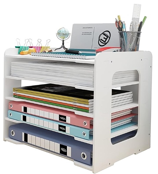 Produto para organizar secretária de estudo – Tabuleiro com badejas para folhas e cadernos